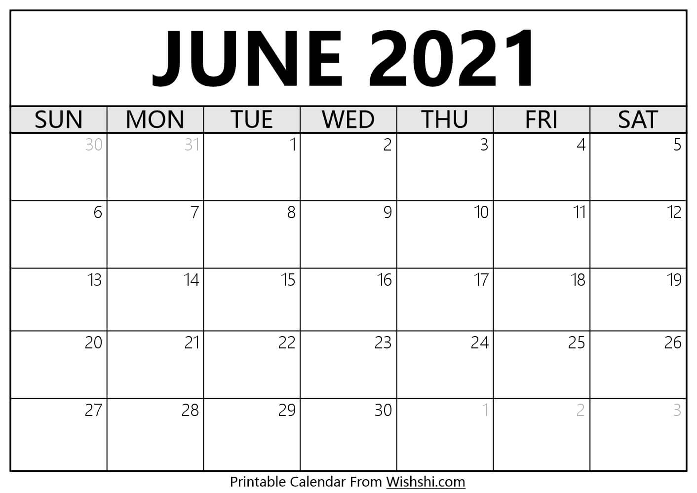 June 2021 Calendar Printable - Free Printable Calendars