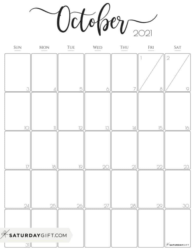 October 2021 Calendar For Kids | Month Calendar Printable