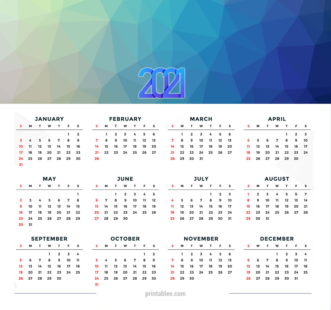 10 Best 2021 Calendar Printable Free - Printablee