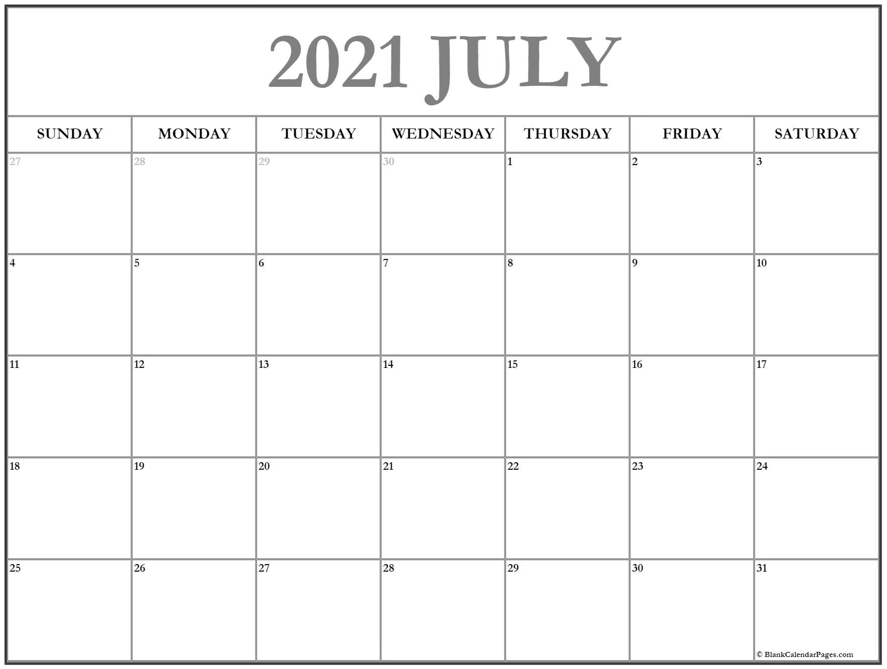 12 Month Free Printable Large Print 2021 Calendar