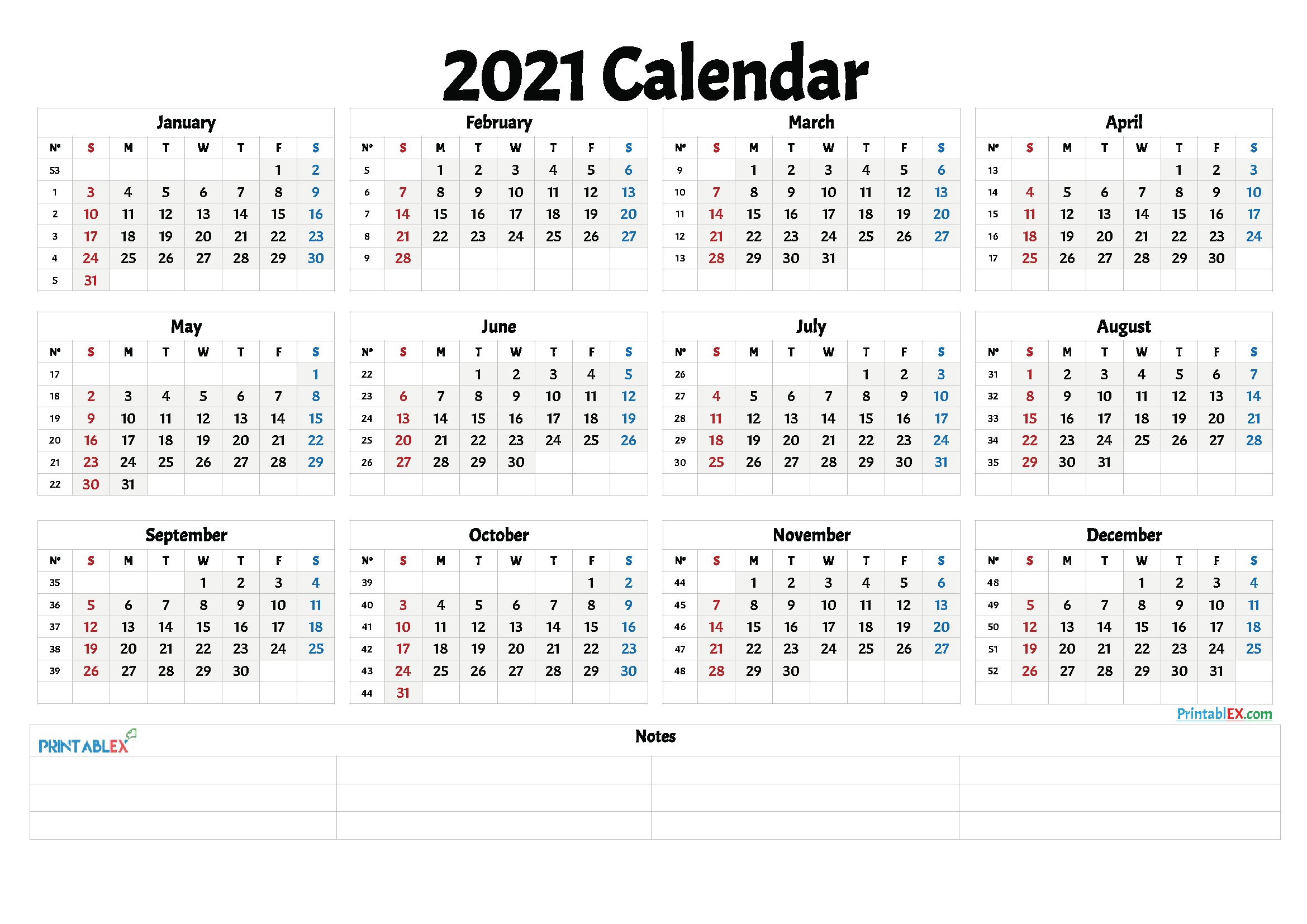 20+ Calendar 2021 With Week Numbers - Free Download