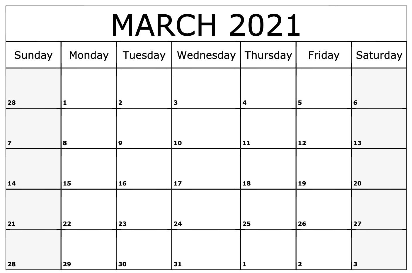 20+ March 2021 Calendar - Free Download Printable Calendar