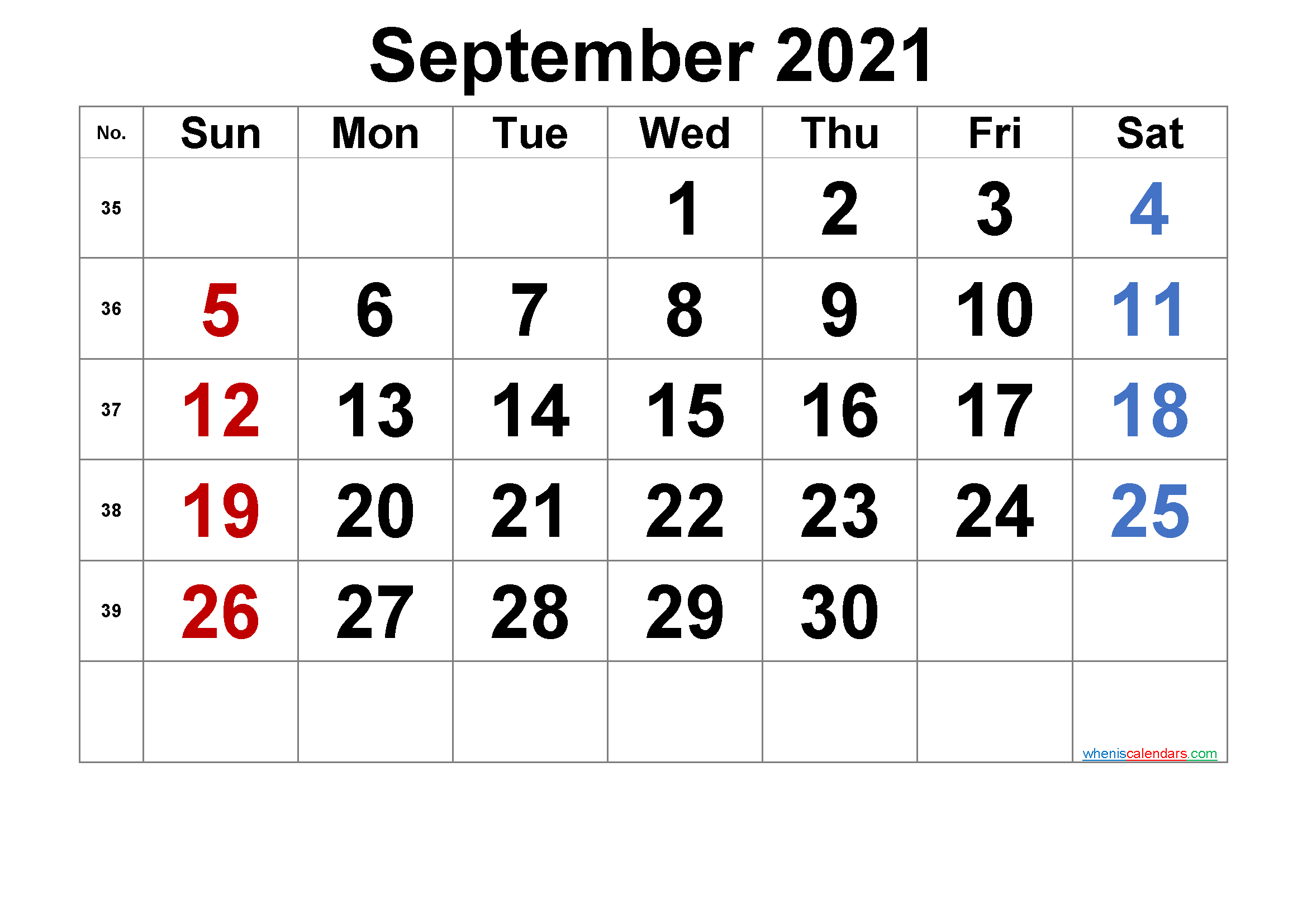 20+ September 2021 Calendar - Free Download Printable