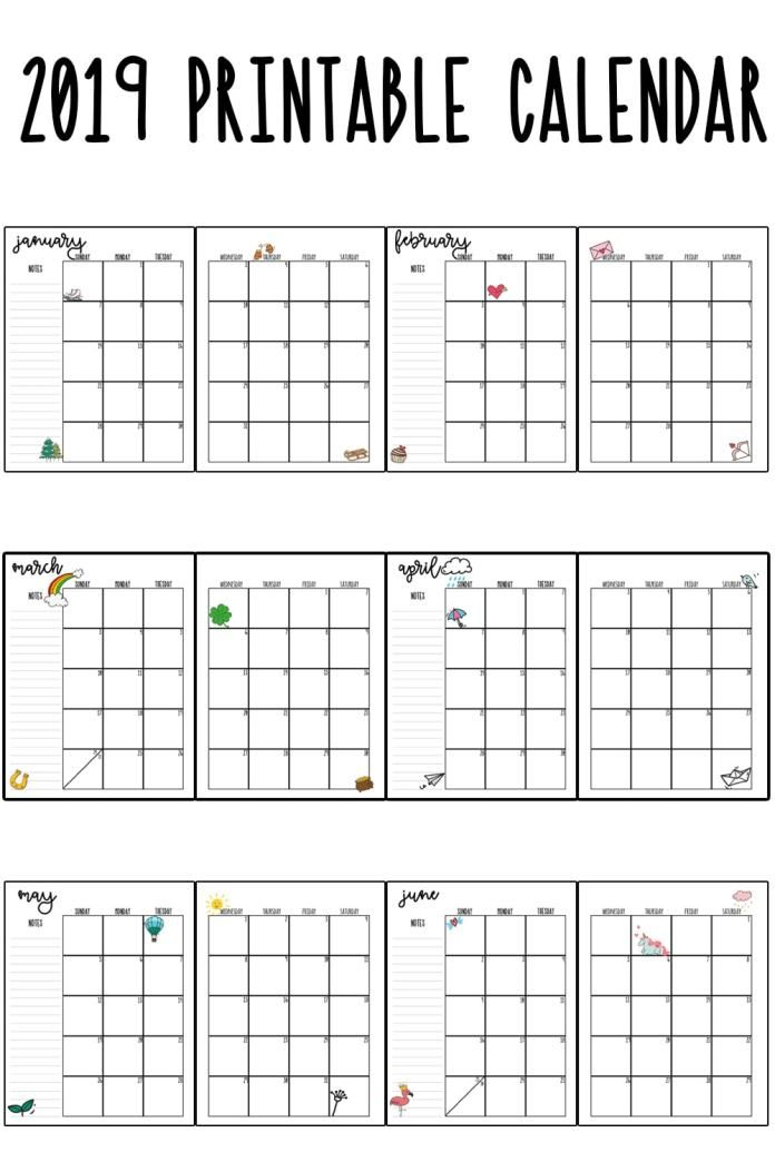 2019 Printable Calendar | Free Blank Calendar Printable