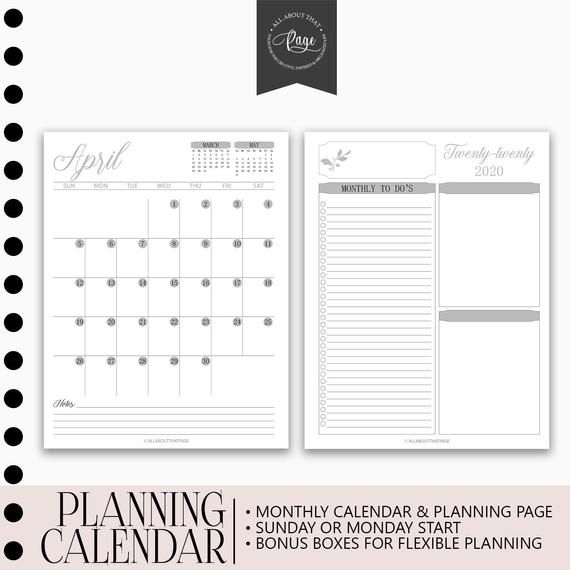 2020 Planner Bundle 2 Page Daily Weekly Planning Inserts