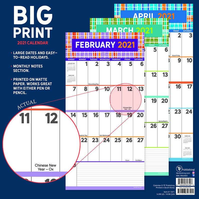 Large Print Calendar 2021 | Calendar Printables Free Templates