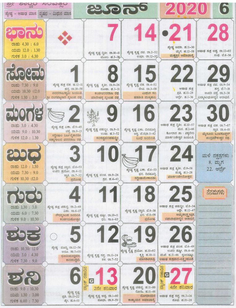 2021 Calendar Kannada - Nexta