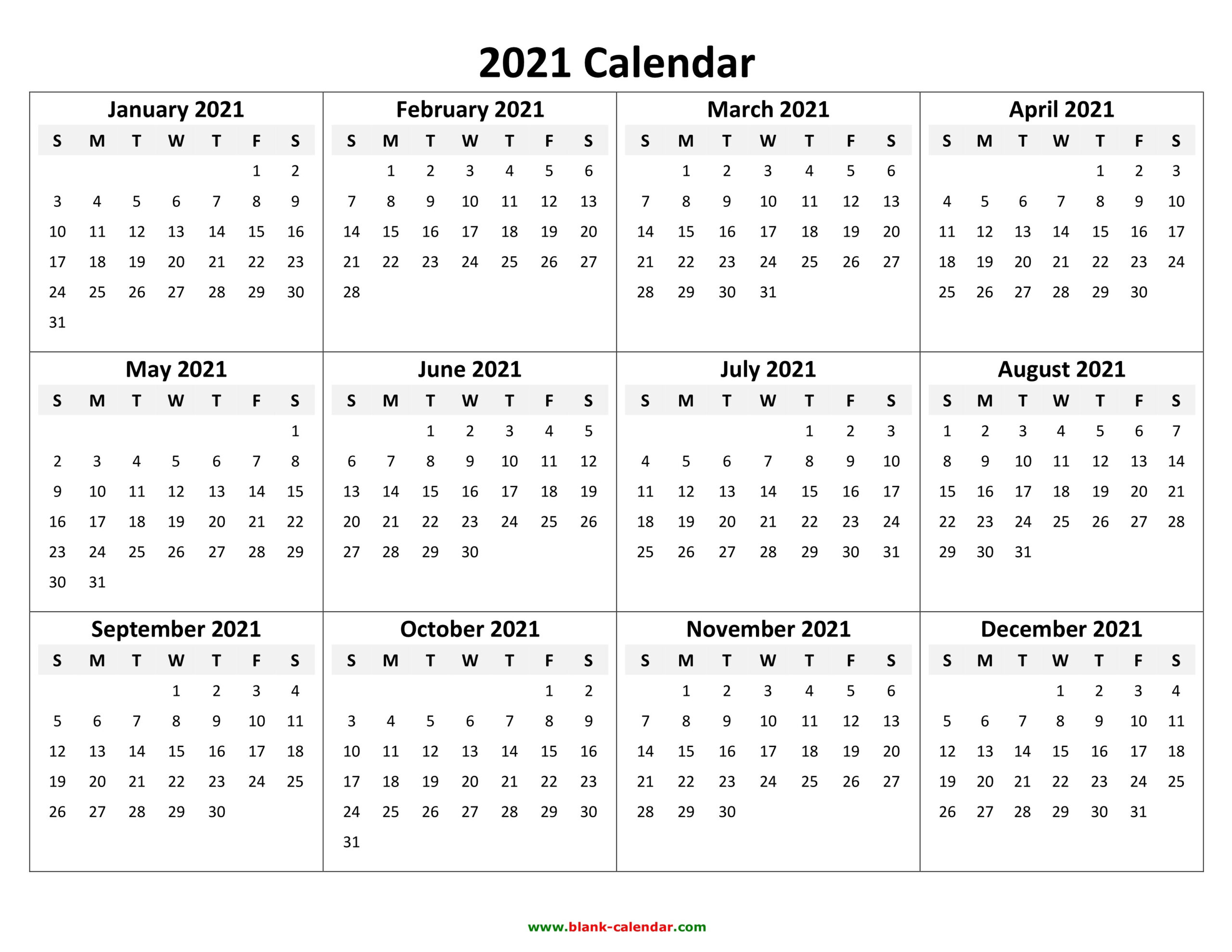 2021 Calendar Pdf 3 Year Calendar Full Page | Free