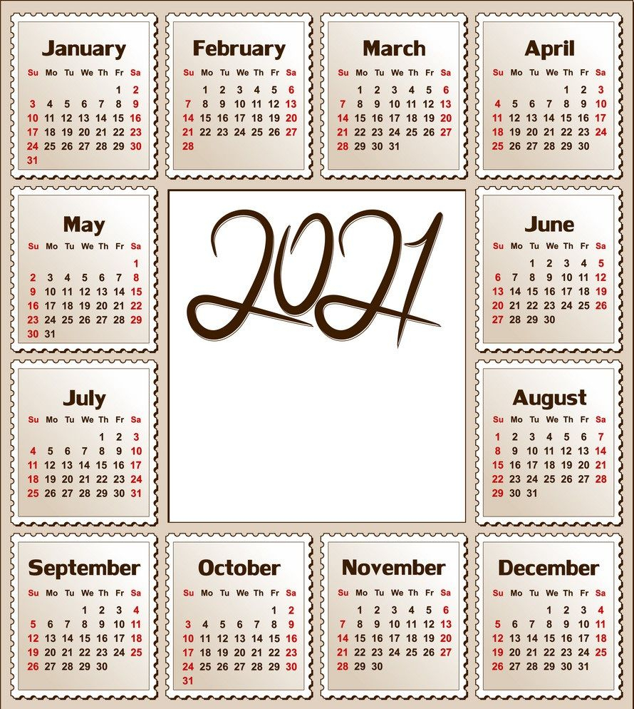 2021 Calendar Printable | 12 Months All In One | Calendar 2021