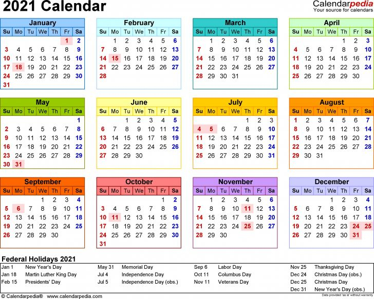 2021 Calendar Template 3 Year Calendar Full Page | Free