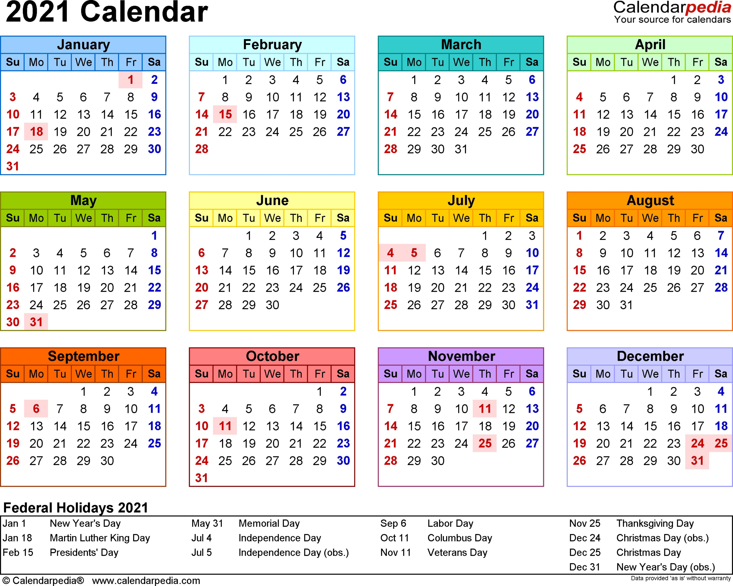 2021 Calendar Template 3 Year Calendar Full Page | Free