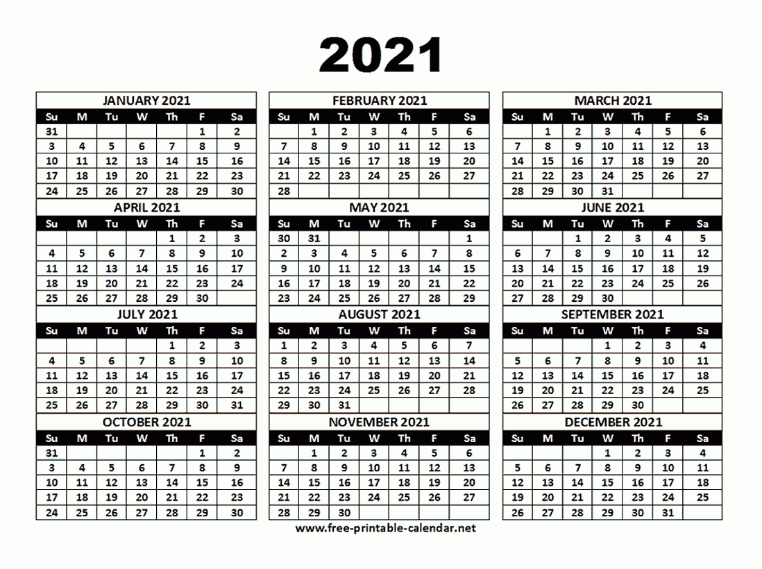 Downloadable 2021 Calendar