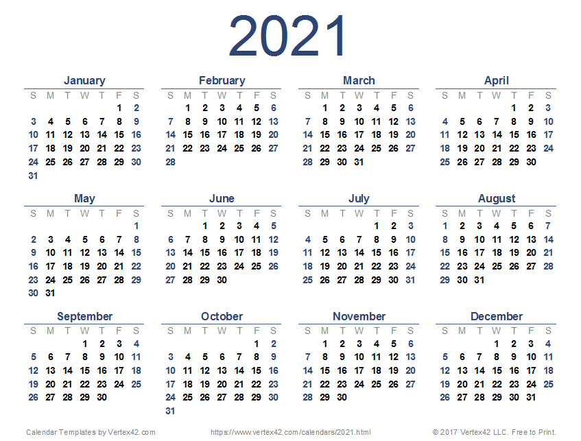2021 Calendar Templates And Images