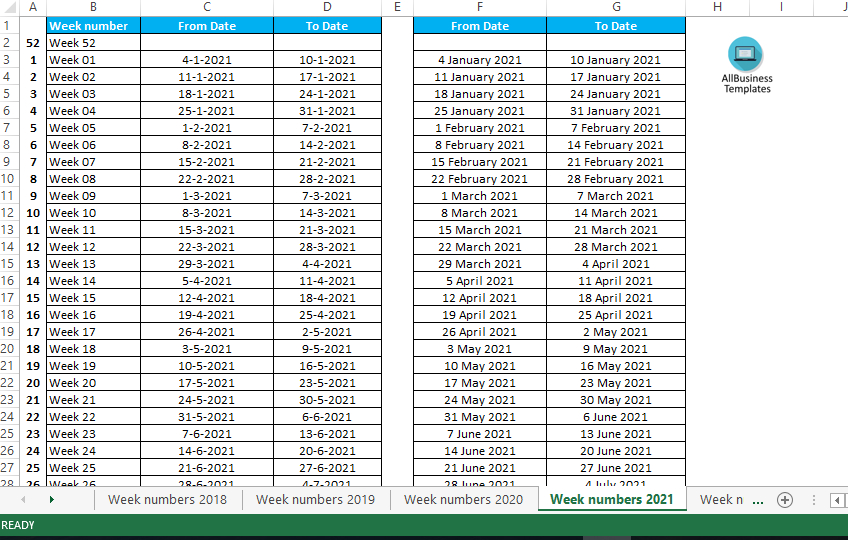 2021 Excel Calendar  Calendar 2021 Excel Format Full Year