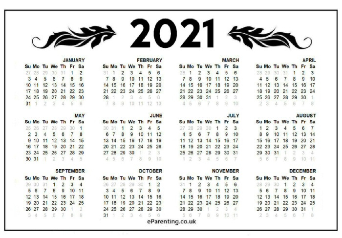2021 Free Printable Calendar