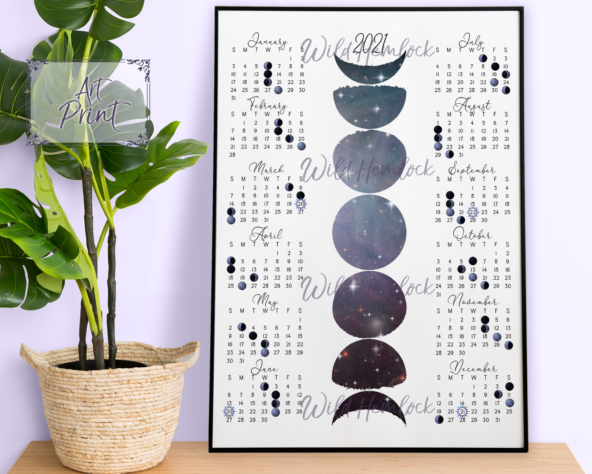 2021 Galaxy Moon Phase Calendar - Wild Hemlock