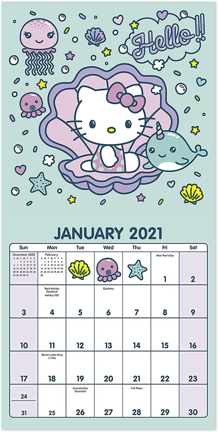 2021 Hello Kitty Mini Wall Calendar 7&quot; X 7&quot; Monthly