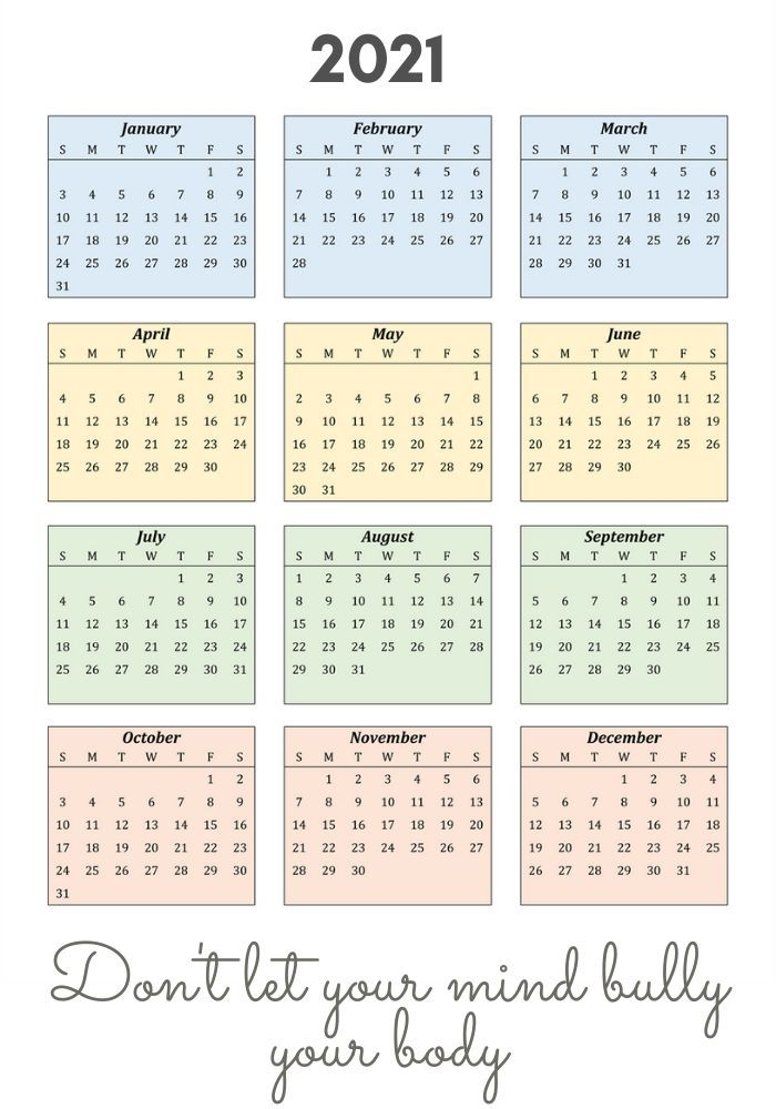 2021 Inspiring Portrait Calendar | Printable Calendar