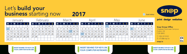 2021 Keyboard Calendar Strips : 2016-2017 Free Printable