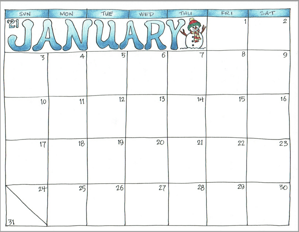 2021 Scrapbook Calendar - January | Calendar Printables