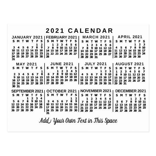 2021 Year Monthly Calendar Classic White And Black