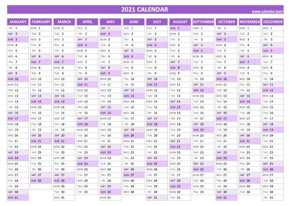 2021 Yearly Calendar -Calendar.best