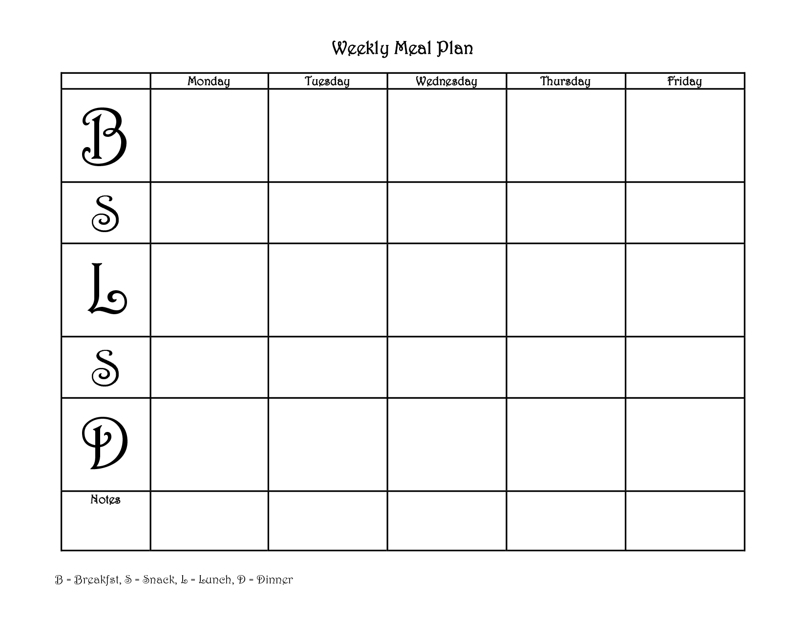 4+ Free Blank Printable Weekly Meal Planner In Pdf &amp; Word