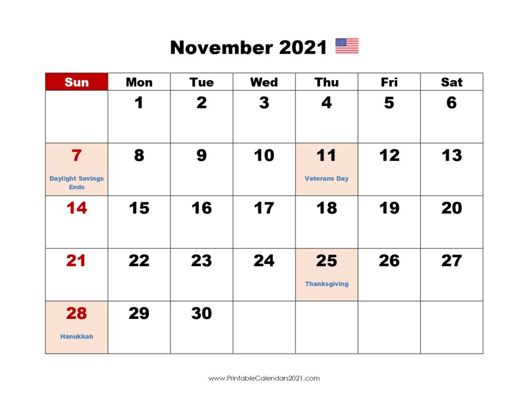 44+ November 2021 Calendar Printable November 2021