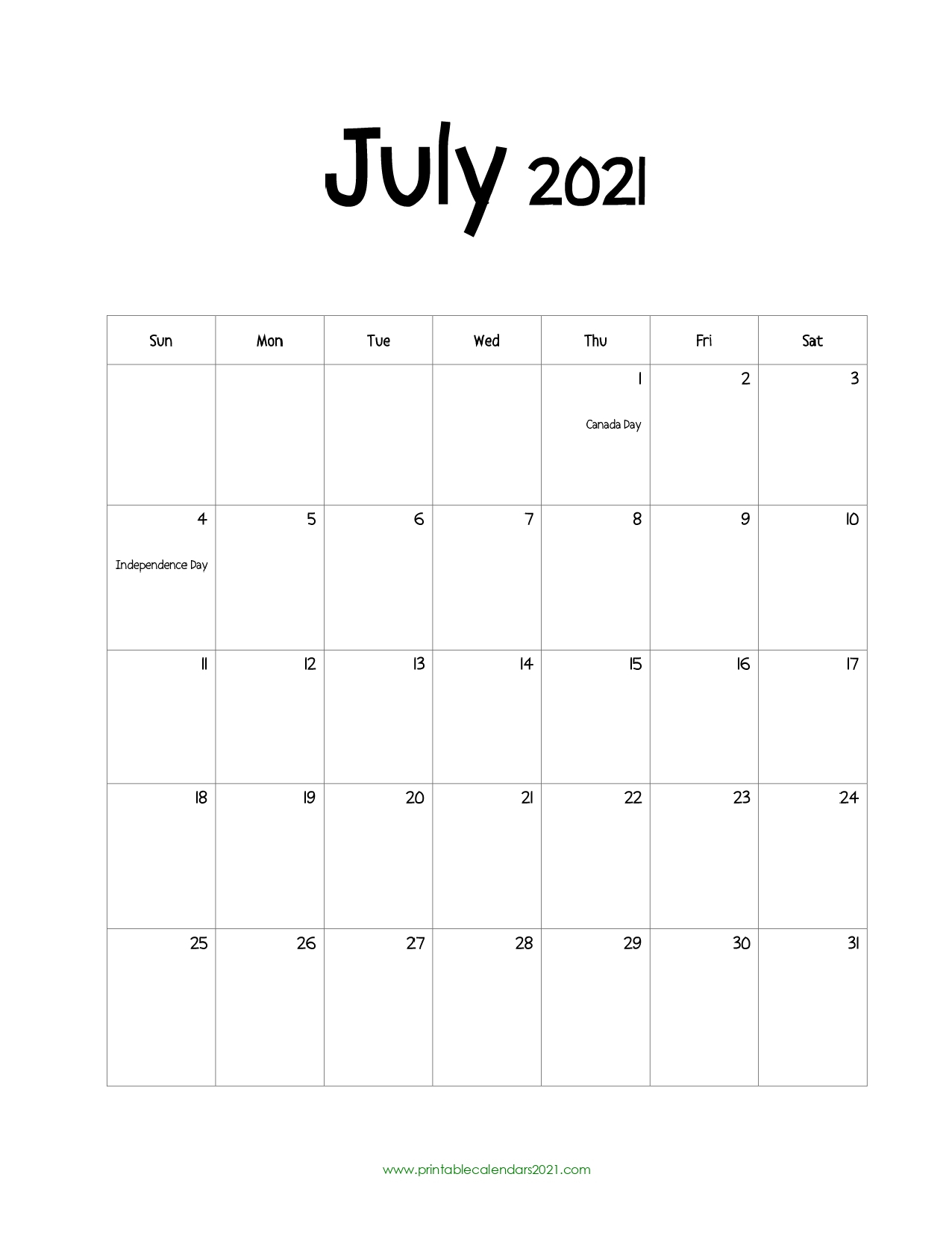 45+ July 2021 Calendar Printable July 2021 Calendar Pdf