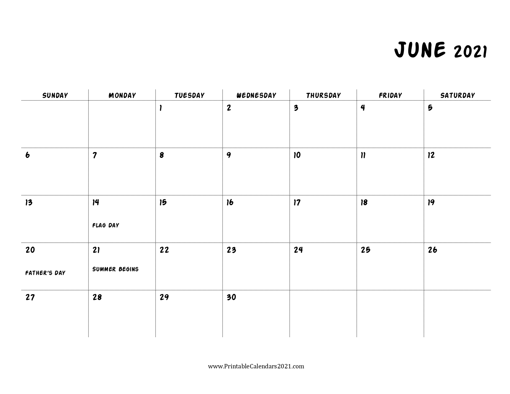60+ Free June 2021 Calendar Printable With Holidays Blank