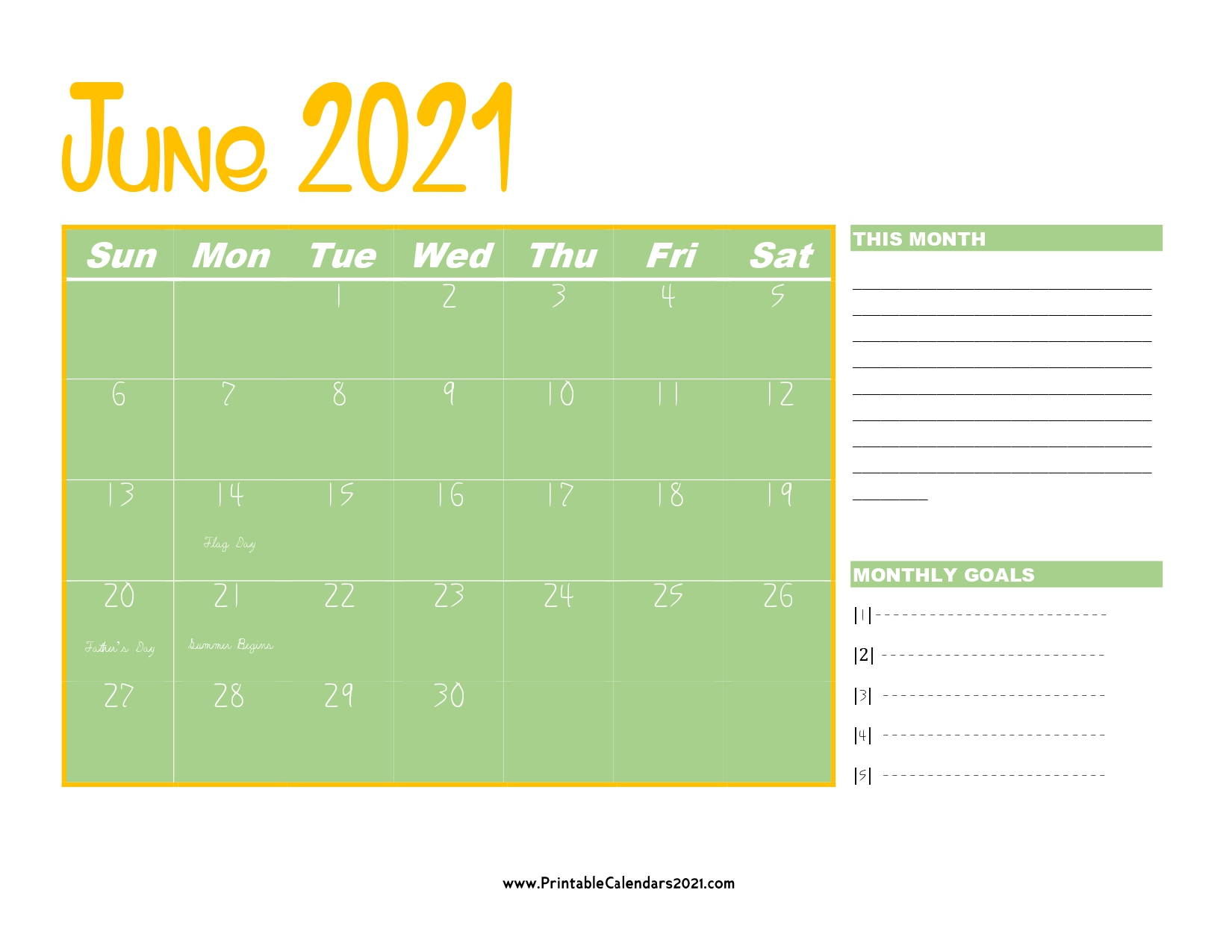 60+ Free June 2021 Calendar Printable With Holidays Blank