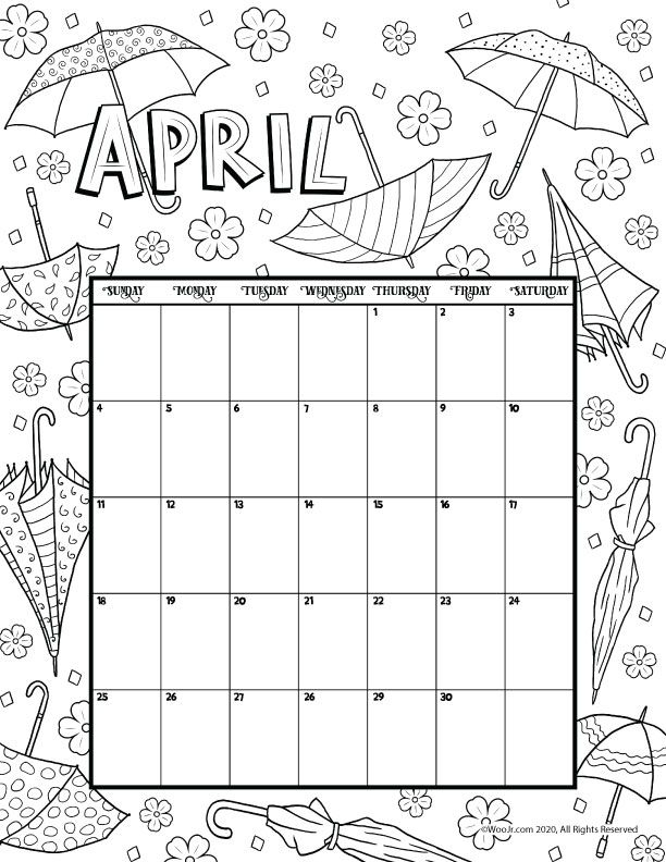 April 2021 Printable Calendar Page | Woo! Jr. Kids