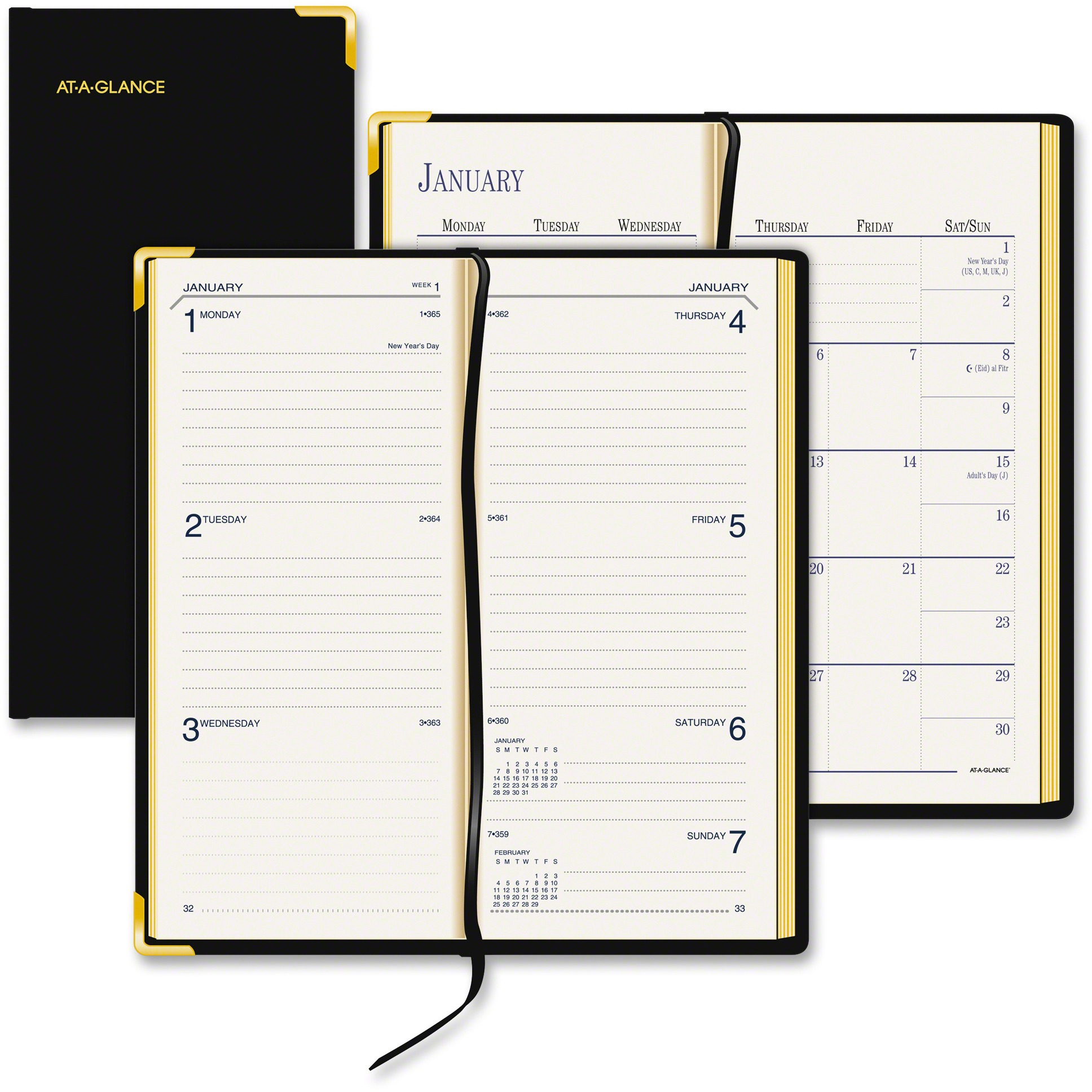 At-A-Glance Leather Fine Diary Weeklymonthly Planner - Walmart - Walmart