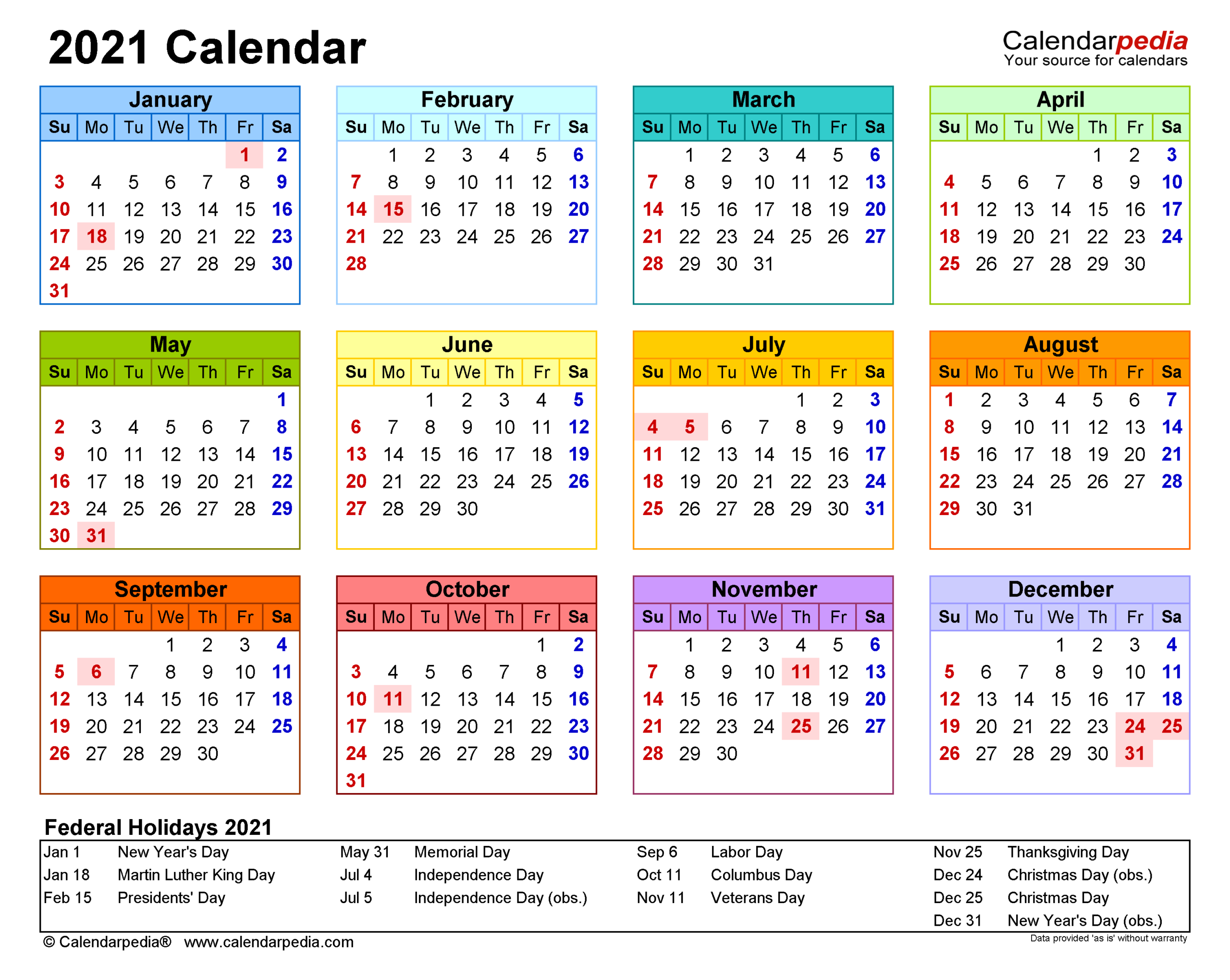 August 2021 Calendar Excel