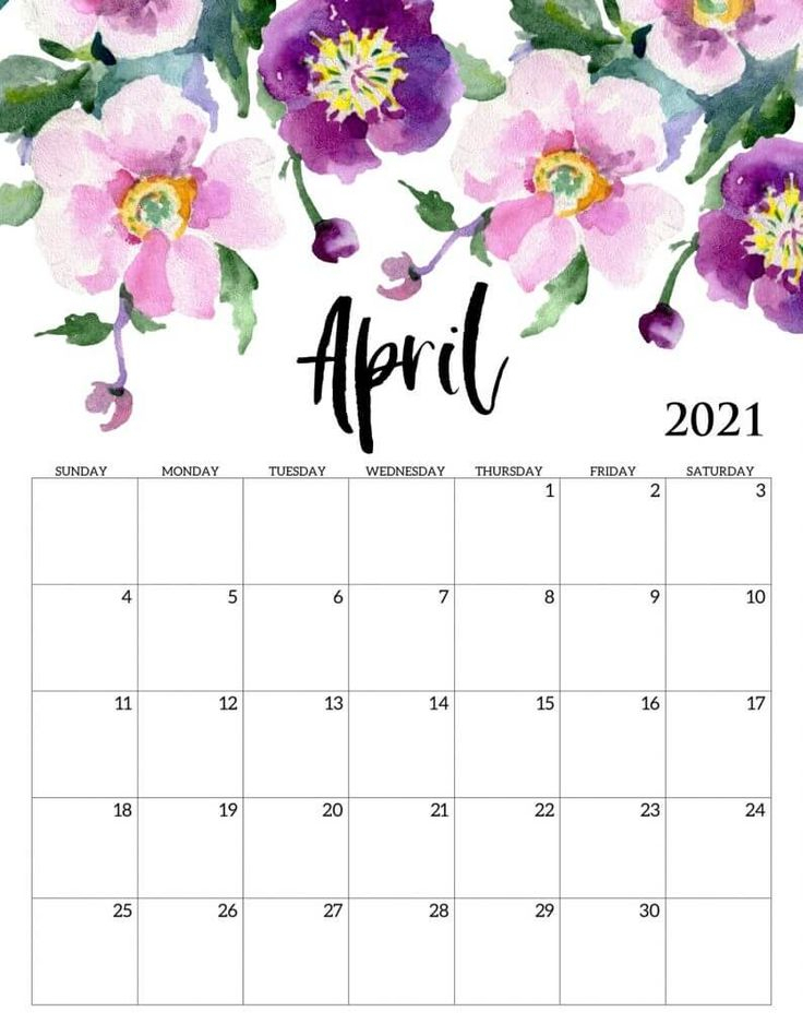 Beautiful April 2021 Calendar In 2020 | Print Calendar