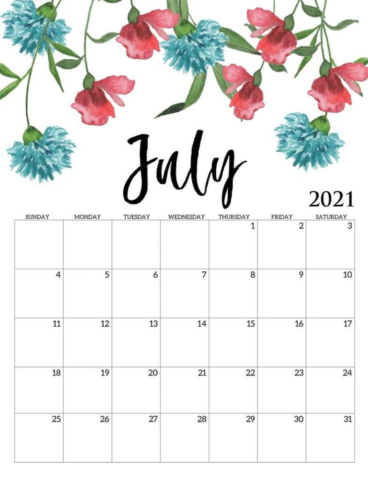 Beautiful July 2021 Calendar In 2020 | Calendar Printables