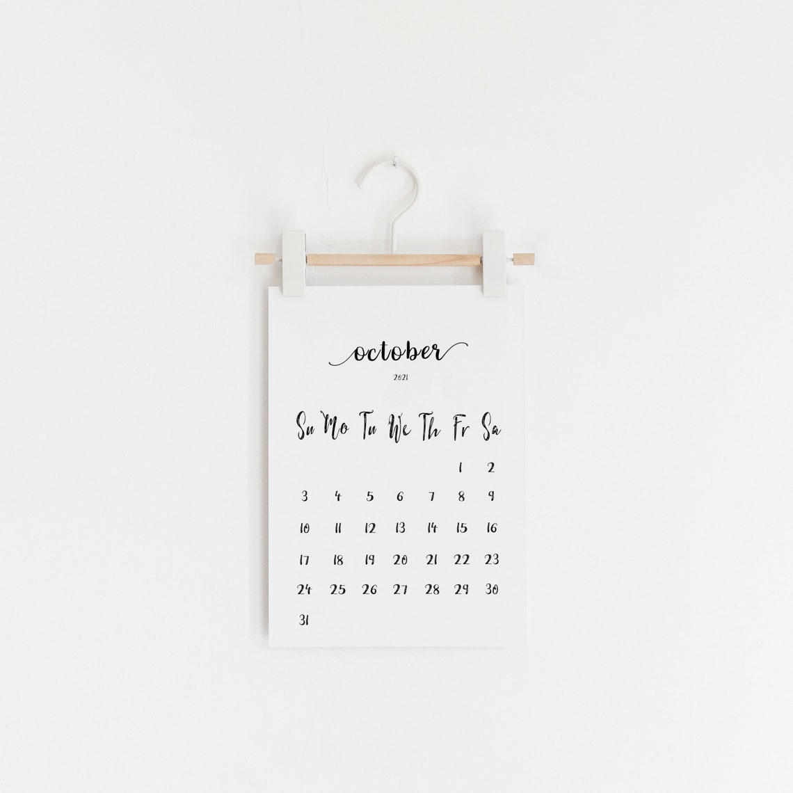 Black And White Printable Calendar 2021 2021 Calendar | Etsy