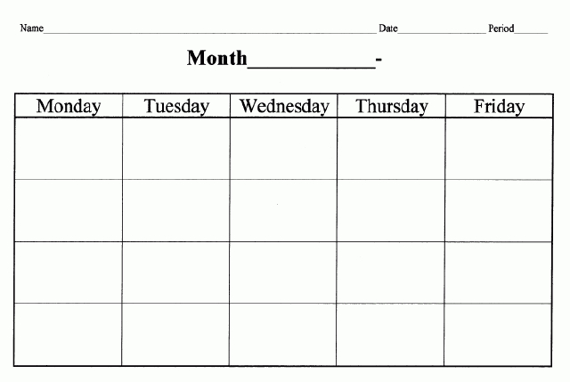 Week Calendar Monday – Friday