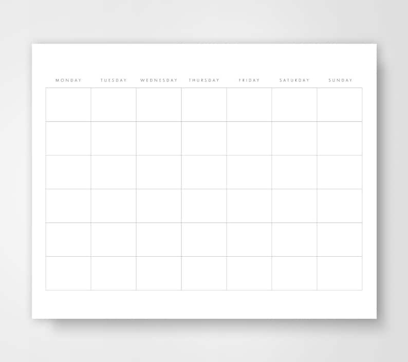 Blank Calendar Calendar Printable Simple Calendar Journal
