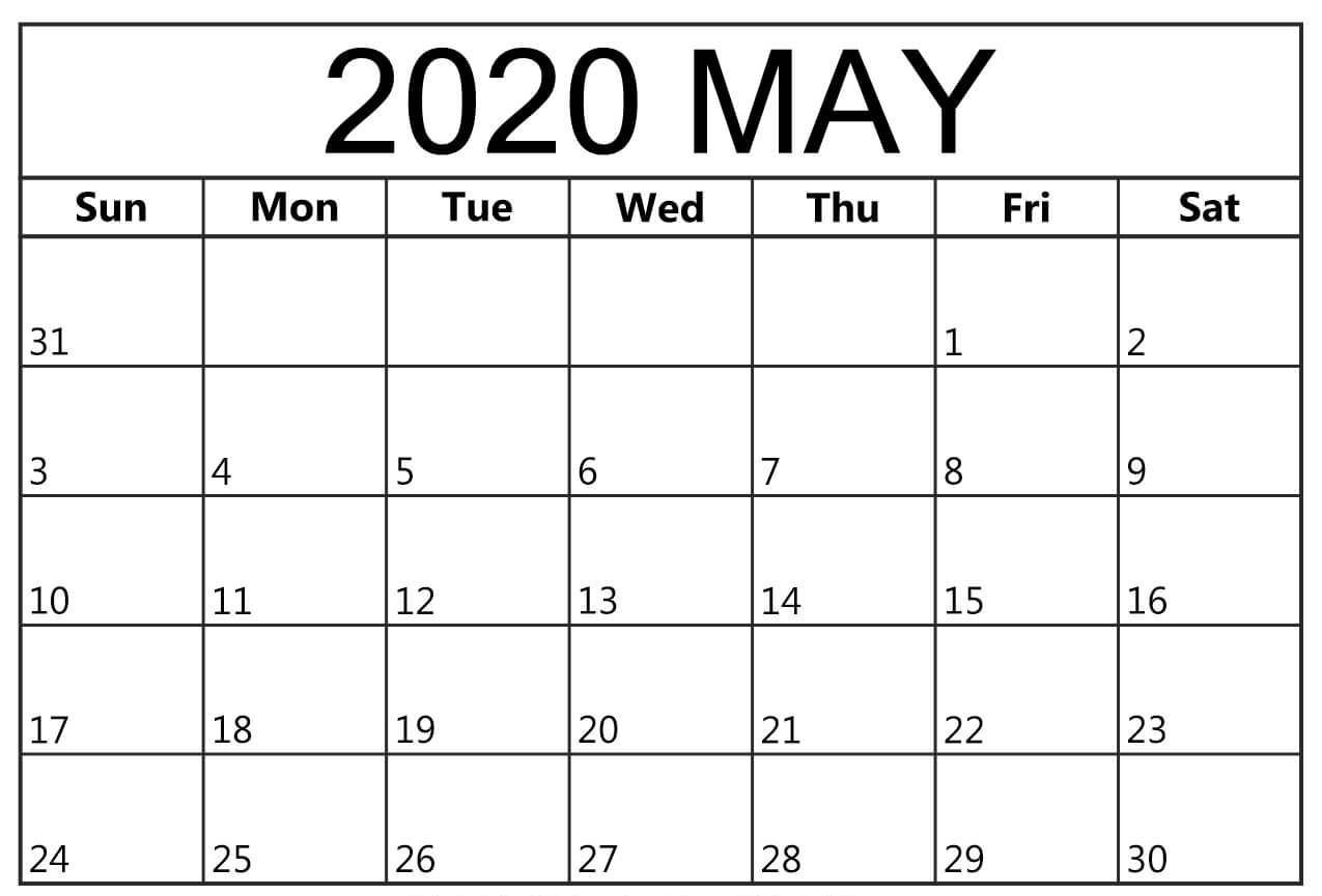 Blank Calendar May 2020 Template | Blank Calendar Desk