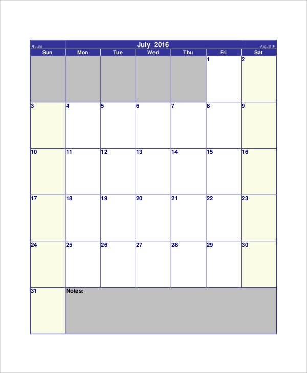 Blank Calendar Template - 11+ Free Word Excel Pdf