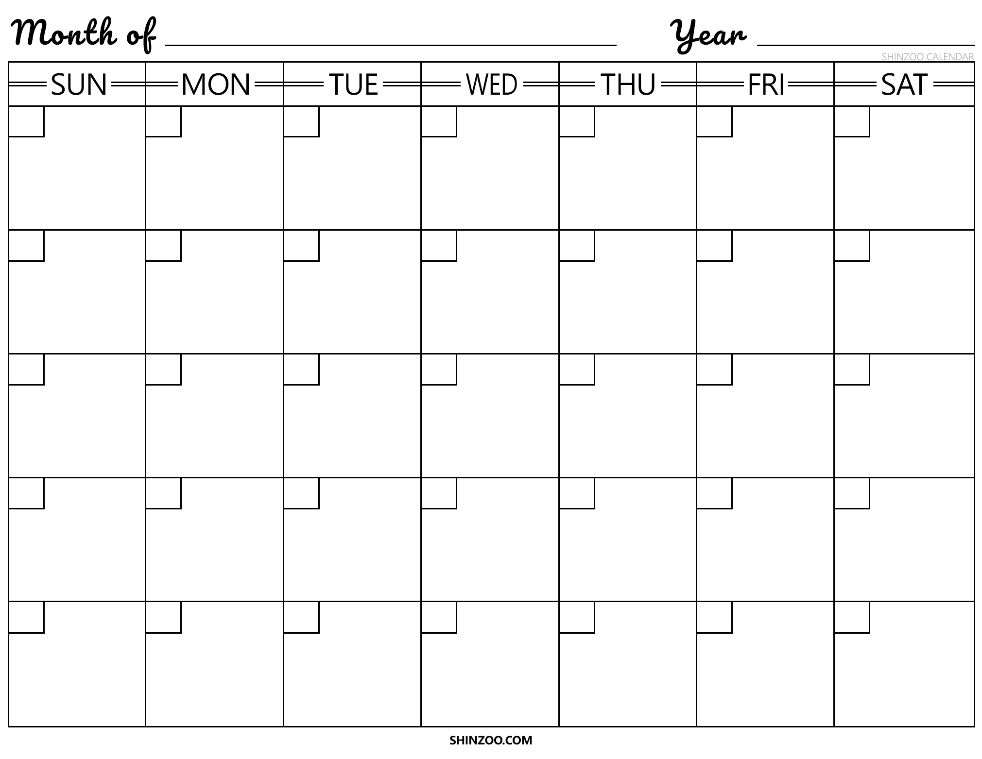 Free Printable Calenders With Big Squares