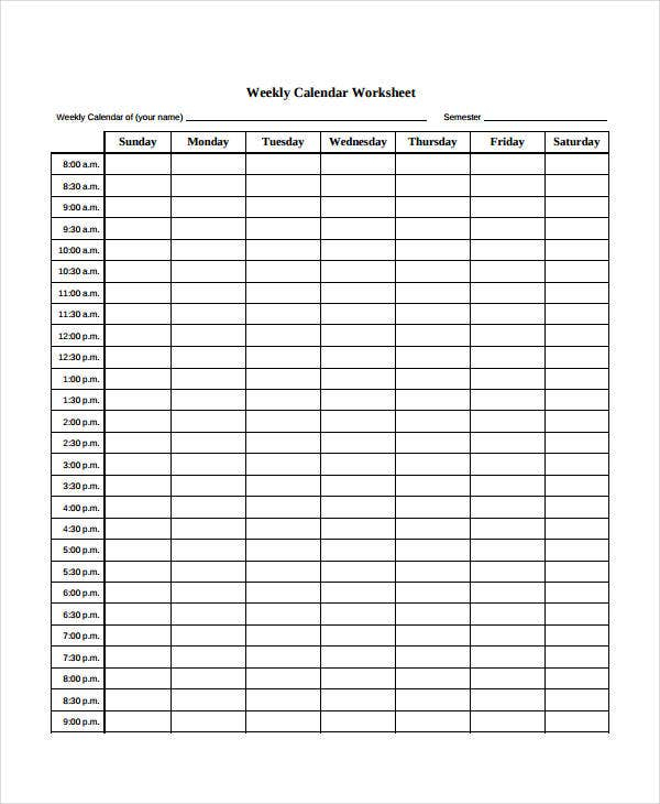 Blank Weekly Calendar - 12+ Free Pdf Word Documents