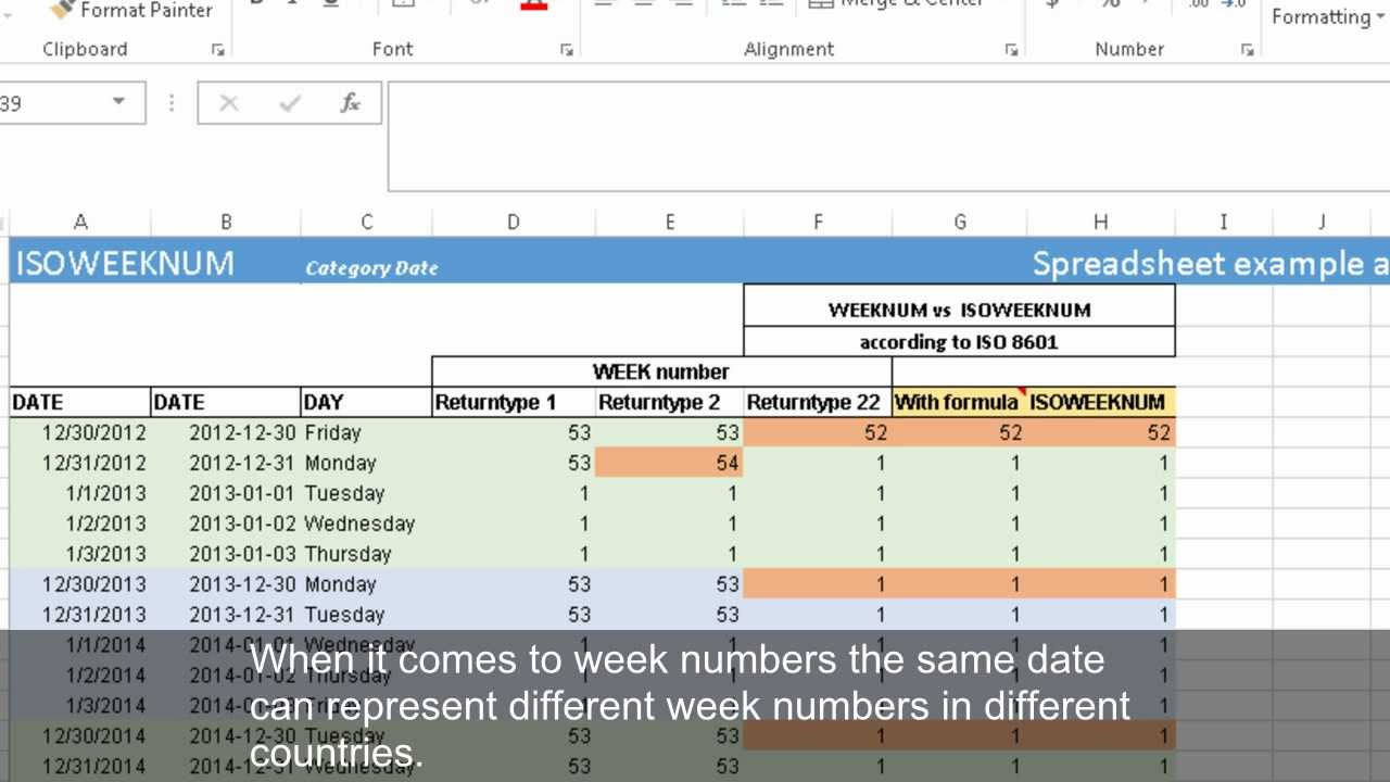 Calculating Week Numbers With Weeknum And Isoweeknum