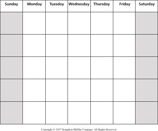 Calendar Template | Free Calendar Template Blank Monthly