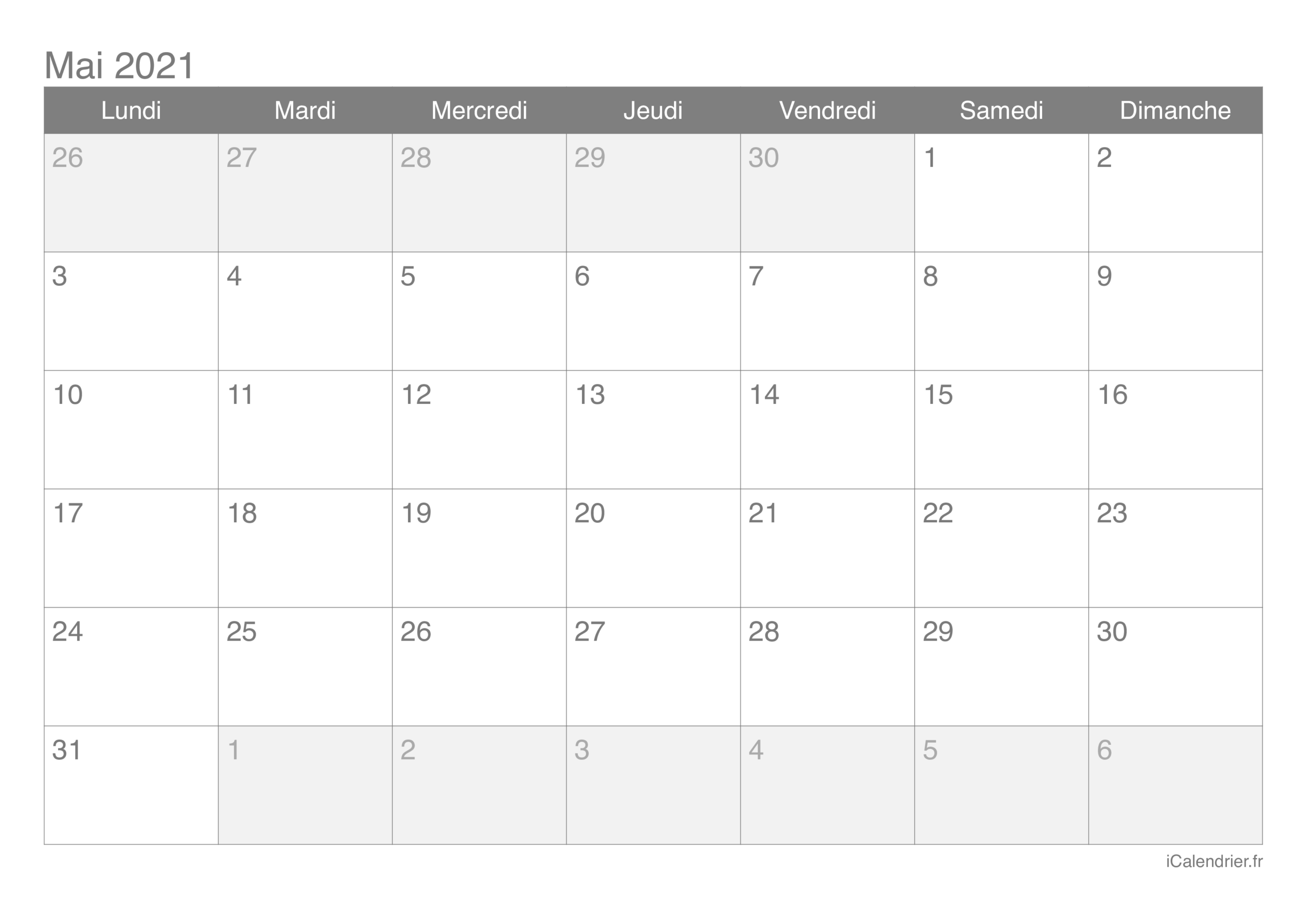 Calendrier Mois Avril Mai 2021 - Calendrier Mai