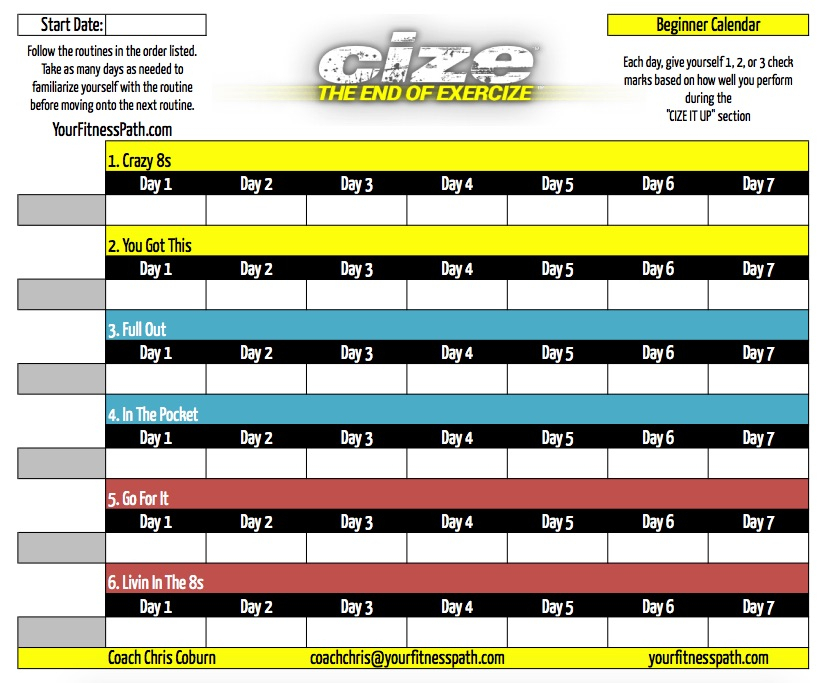 Cize Workout Calendar - Your Fitness Path