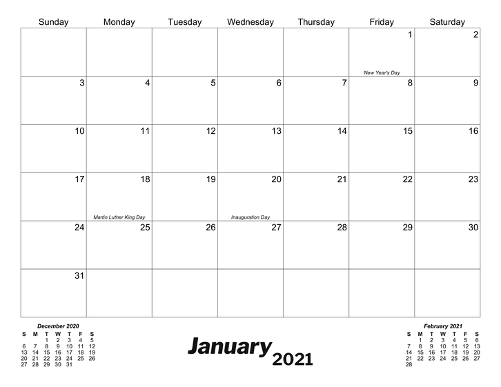 Classic Monthly Printable Calendar - Calendarsquick