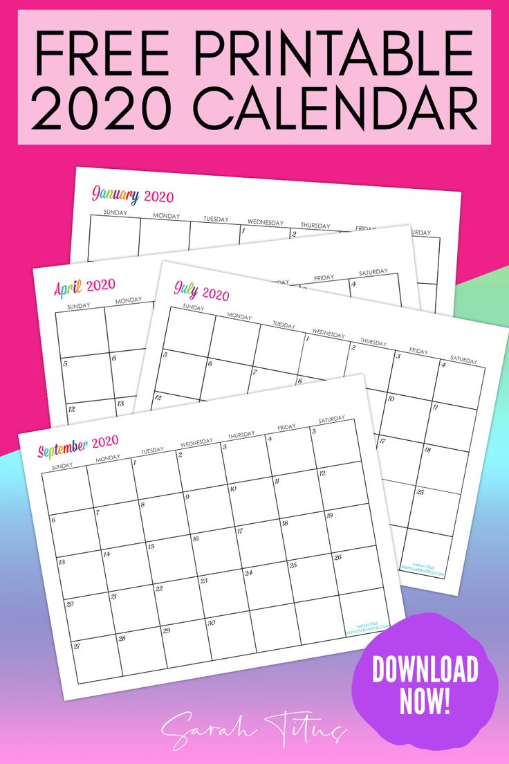 Custom Editable 2020 Free Printable Calendars | Free