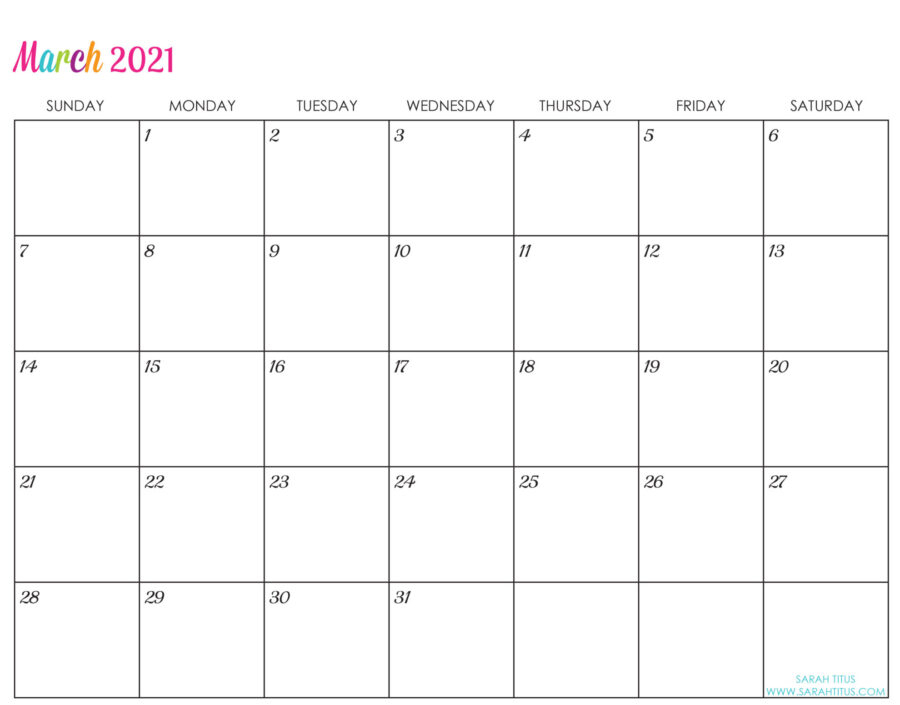 Cute 2021 Printable Blank Calendars : Custom Editable 2021